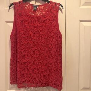 Adrianna Papell Moroccan Ruby Lace Sleeveless Top Size L